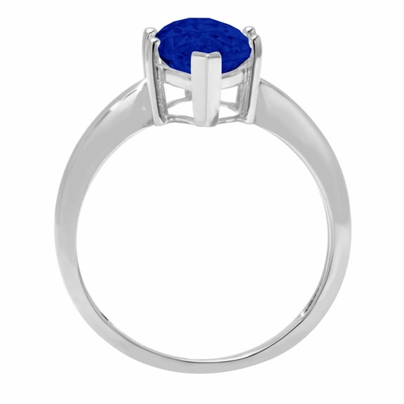 2.5 ct Marquise Cut Simulated Blue Sapphire Solitaire Engagement Ring for Women in 18K White Gold