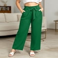 thumbnail image 6 of VEKDONE Plus Size Wide Leg Pants for Women Elastic Waist Drawstring Long Pants Summer Loose Fit Lightweight Daily Office Pants with Pockets Green XXXXXL, 6 of 6