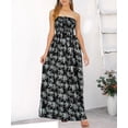 thumbnail image 5 of HAPPY BAY Women's Summer Boho A-Line Slit Maxi Beach Dress Smocked Top Evening Long Strapless Tube Dresses for Women One Size Coal, Allover Palm, 5 of 5