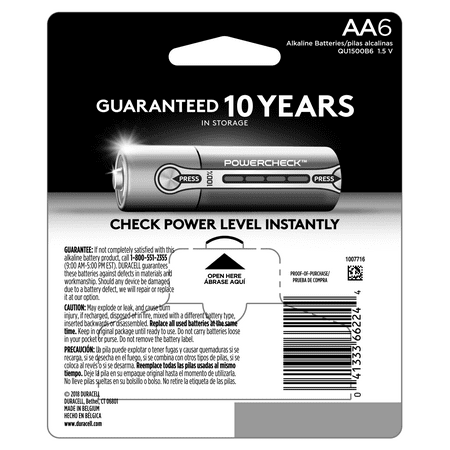 Duracell 1.5V Quantum Alkaline AAA Batteries with PowerCheck, 6 Pack