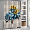thumbnail image 3 of Blue Truck Sunflower Fabric Shower Curtain Grey Check Washable Shower Curtains for Bathroom, Waterproof Bath Curtain with Hooks Home Decor 36x72in, 3 of 8