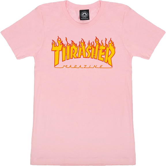 Thrasher Flame Logo Girls Ss L-Pink
