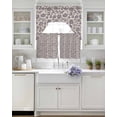 thumbnail image 3 of Purple Floral Swag Kitchen Curtains Sets for Windows 24 Inch Length, Spring Plants Flowers Vintage Rustic Short Window Curtain Panels Swags Valances and Tiers 3 Piece Set for Cafe/Dining Room, 3 of 5