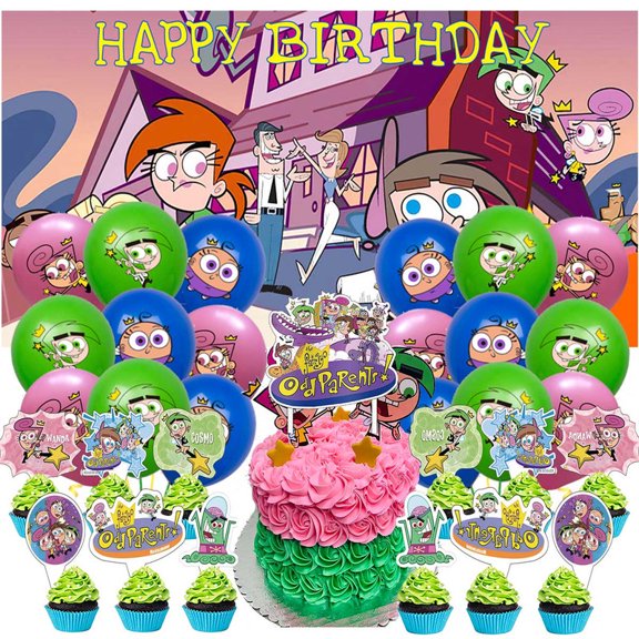 The Fairly OddParents Party Supplies Latex Balloons Decor Banner Backdrop Kit Birthday Decorations