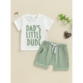 thumbnail image 4 of Aojekbee 2Pcs Baby Boy Summer Outfits Short Sleeve Letter Embroidery T-Shirt + Elastic Shorts Set Infant Clothes, 4 of 10