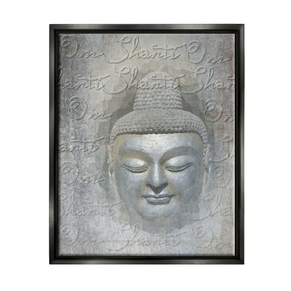 Stupell Industries Spiritual Buddha Face Abstract Painting Black Floater Framed Canvas Art Print Wall Art, 17 x 21