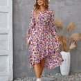 thumbnail image 6 of WTOBBY Women's Floral Pattern Tunic Long Sleeve Dress with Waist Tie Casual Flowy Silhouette for Everyday Elegance Versatile Print Design for Spring and Fall,Pink M, 6 of 7