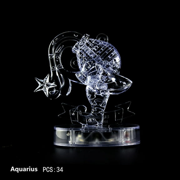 Crystal Puzzle 3D Brain Teaser with LED Lighting, Eco-Friendly Plastic Puzzle Game for Teens & Adults, Hand-Eye Coordination Training, Home Desk Decoration, Gift Boxed