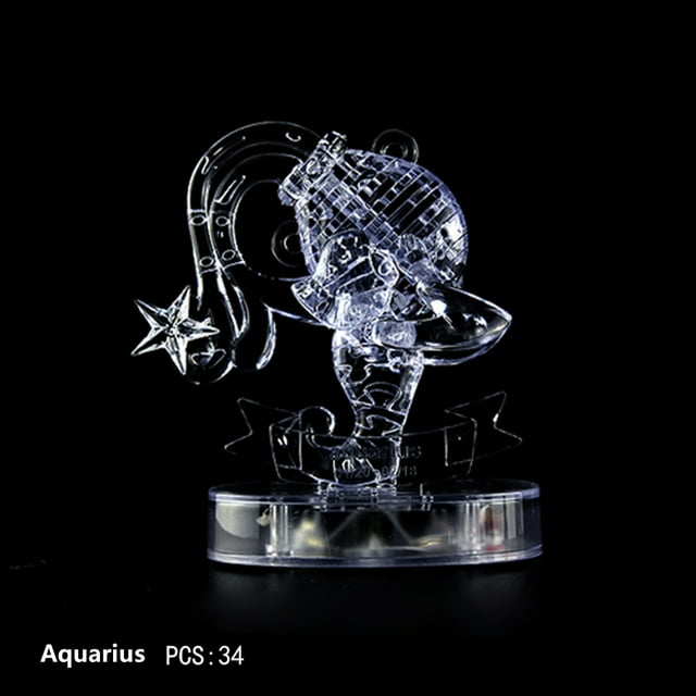 3D Crystal Puzzle Jig-saw Clear Twelve 12 Constellation Astrolog Flash LED Light