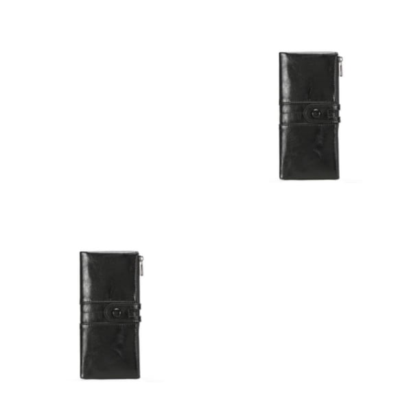 Qarigey Cartera larga para mujer con cremallera, monedero, práctico bolsillo para tarjetas, carteras de cuero PU de lujo a la moda para mujer, Negro 2piezas