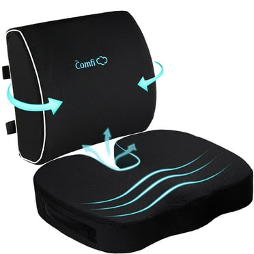 Comficlouds Seat Cushion & Lumbar Support Pillow for Office Chair,Orthopedic Car Seat Cushion Memory Foam Back Support, Black