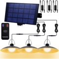 thumbnail image 1 of Luces solares Beinhome para uso en exteriores con control remoto, lámpara colgante solar, 400 lúmenes con cable de 3 m, 2 sensores de luz, resistente al agua IP65, panel solar ajustable de 120°, 3 modos, para jardín, camping, gallinero, invernadero Zhivalor OTTO-AAA-0011, 1 of 8