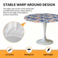 thumbnail image 6 of Blue Palm Leaves Elastic Fitted Round Table Cover Orange Tropical Floral Plants Waterproof Outdoor Tablecloth for Holiday Party, Picnic, Patio & Dining Fits Tables Up to 36"-44", 6 of 8