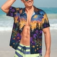 thumbnail image 5 of Lsque Cosmic Irises At Twilight pattern Hawaiian Shirt for Men, Unisex Summer Beach Casual Short Sleeve Button Down Shirts-Medium, 5 of 9