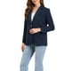 thumbnail image 4 of BLAZER CHIC para Mujeres con Solapa Notch, Manga Larga, Saco de Trabajo de Un Solo Botón, Talla M, Azul Oscuro, 4 of 6