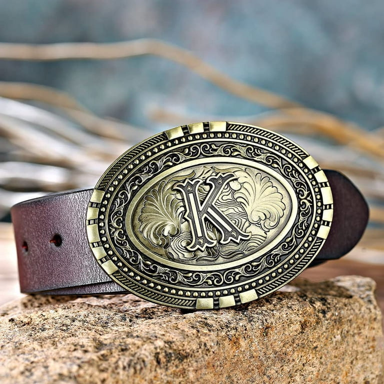 KDG Mens Western Belt Buckle - Initial Cowboy Letter Oval Belt Buckles for Women, Men's, Size: One size, Silver