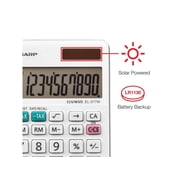 Sharp EL-377WB 10-Digit Display Handheld Calculator Battery Powered, White