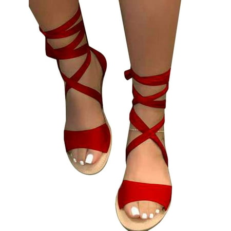 

Women s Summer Ankle Strap Lace Up Gladiator Sandals Espadrilles Peep Toe Shoes