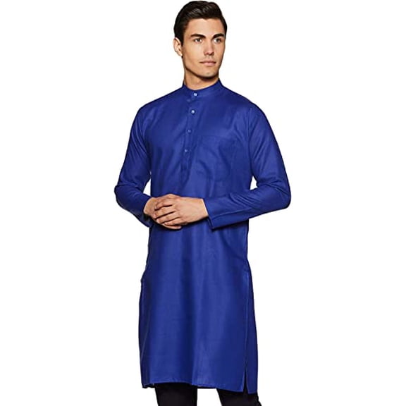 Royal Kurta Mens Khadi Linen Cotton Kurta Blue
