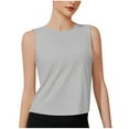 thumbnail image 2 of Tank Tops for Women Plus Size Sleeveless Round-Neck Summer Solid Regular Casual Tank Gray L, 2 of 3