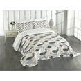 thumbnail image 3 of Ambesonne Whale Quilted Bedspread Set 3 Pcs, Aquatic Animal Silhouette, Queen Size, Slate Blue Peach Black, 3 of 5