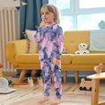 thumbnail image 4 of FORMRS Long Sleeve Top and Pants Pajama Set for Niños 2-Piece Sleepwear, Sizes 18M-8Y, Watercolor Pink Marble Pattern, 4 of 6