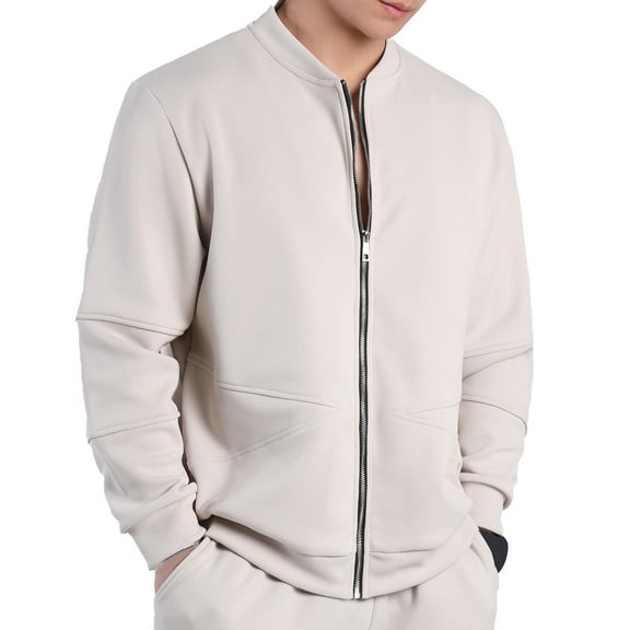 GuangCheng George Mens Zip Up Bomber Jackets,Warm,Lightweight,Casual,Outerwears,Soft Coats,Beige,3XL