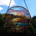 thumbnail image 2 of Moutain Landscape Stained Glass Suncatcher Window Hanging, Christmas 2025 Gift, Hanging Window Decor & Christmas Tree Decoration, 2 of 5