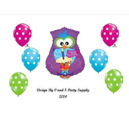 Purple OWL  Happy Birthday  PARTY  Balloons Decorations  