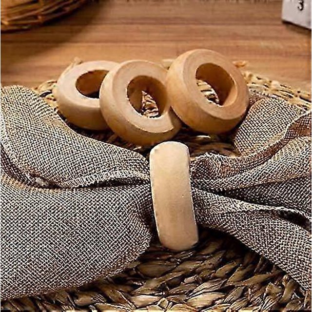 10pcs Handmade Rustic Wooden Napkin Rings for Table Dinner Decoration