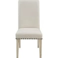 thumbnail image 3 of Beige Upholstered Parsons Dining Chairs (Set of 2) | Combine Modern & Classic for Timeless Appeal | Rustic Pine Finish on Wood | Fit Various Interior Styles, 3 of 7