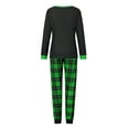 thumbnail image 5 of Elippeo Family Matching Christmas Pajamas, Baby Romper/Letter Green Elf Pattern Long Sleeve Tops and Plaid Pants Sleepwear Set, 5 of 10