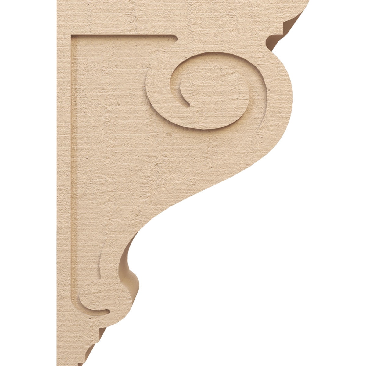 12"W x 24"D x 36"H Classic Scroll Rough Cedar Woodgrain TimberThane Corbel, Primed Tan