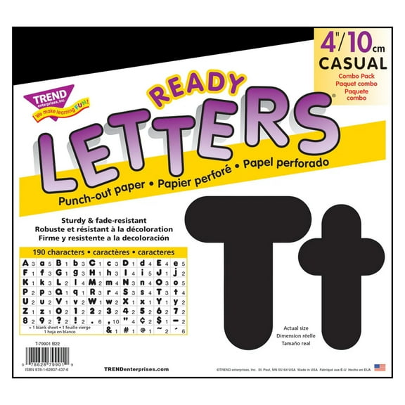 TREND Ready Letters Casual Combo Set, Black, 4"h, 182/Set -TEPT79901