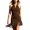 Brown, variant on AJGRHE Womens Tie Back Halter Dress, V-Neck Cutout Fringe Hem Bodycon Fit Party Wear Hot Pink M