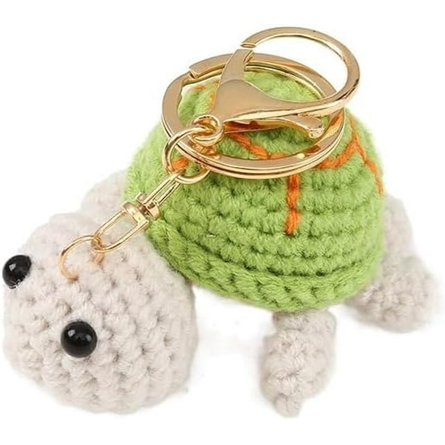 HUGFEGWE Mini Handmade Crochet Turtle Keychain Funny Crochet Turtle Keyring Animal Turtles Pendant for Keyring Charm Handbag Bag Purse UA824-24257