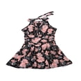 thumbnail image 3 of Robe de Bain une Pièce Modeste pour Femme, Col Licou, Imprimé Floral Feuilles Léopard, Dos Ouvert, Froncée, 3 of 6