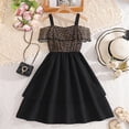thumbnail image 2 of oqasdz Girls Dresses Fashion Kids Straps Off Shoulder Tiered Ruffled Leopard Print Patchwork Formal Gown Holiday Party Dress, 2 of 7