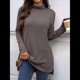 thumbnail image 5 of Camiseta Holgada de Larga con Cuello Alto y Estampado Geométrico de Jacquard para Mujer, Otoño e Invierno. Color Café M, 5 of 10