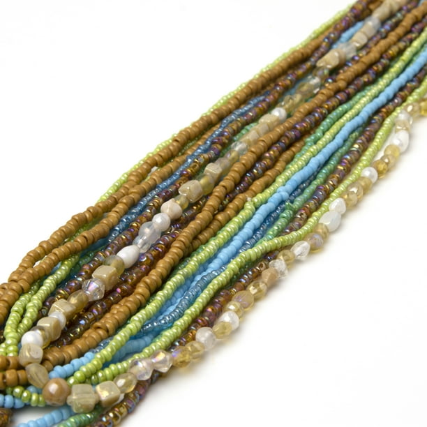 Cousin DIY 180" Green Blue Glass Seed Bead Strand, 1 Each