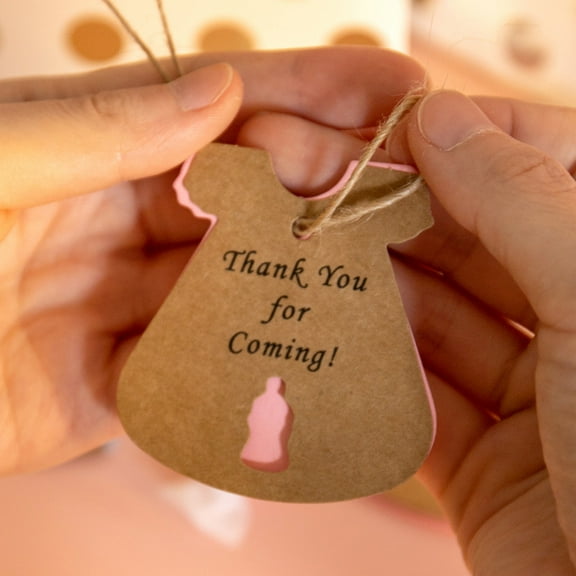 Worgeous 50 Sets Kraft Paper Tag Birthday Party Gift Tags Present Baby Shower Decorations Bride Miss Pink