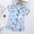 thumbnail image 3 of Mrzhqd Kids Toddler Baby Girls Spring Summer Cartoon Print Short Sleeve Sleepwear Outfits Pajamas Clothes Light Blue 18-24 Months, 3 of 3