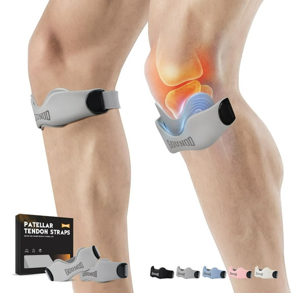 GOUNOD Patellar Tendon Support Strap 2 pack, Adjustablle Anti-Slip Knee Wrap, Unisex Knee Support for Running Cycling