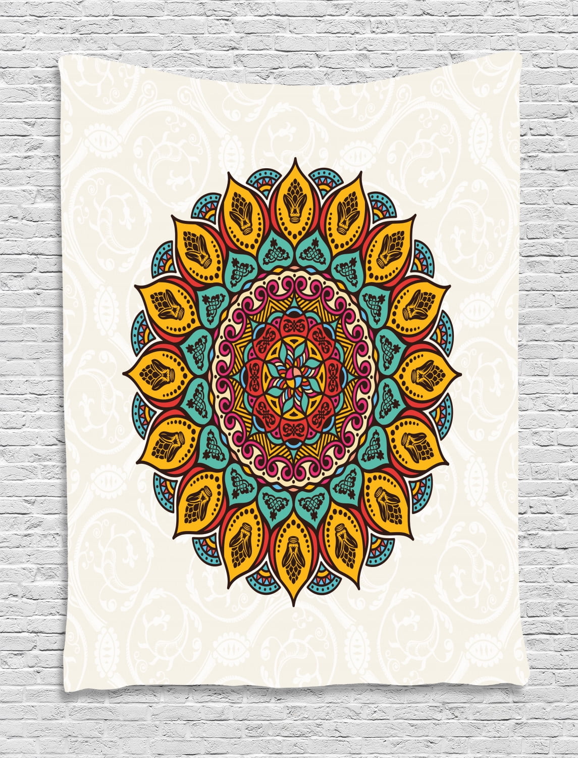 India Tapestry Mandala with Vintage Elements on Victorian 