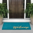 thumbnail image 3 of mDesign Welcome Doormat with  Decorative Script - 36" x 22" - Natural/Turquoise, 3 of 8