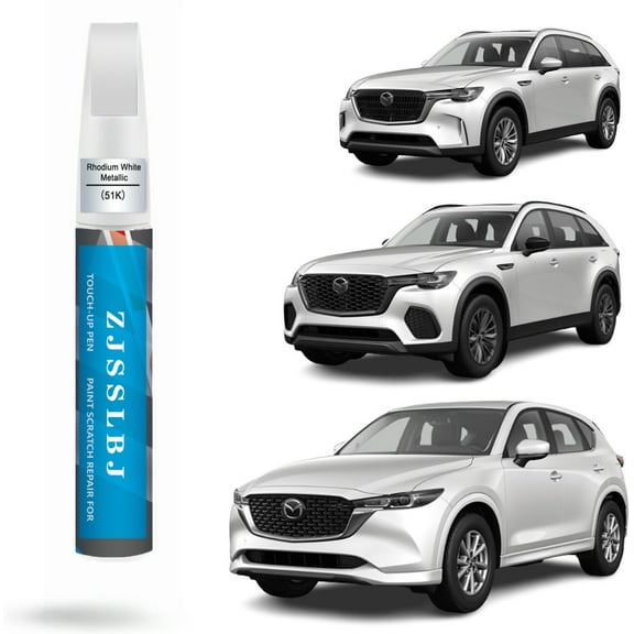 Car Touch Up Paint(Rhodium White Metallic(51K)) for Mazda, Car Paint Scratch Repair Kit, Quick & Easy Solution to Repair, 2 in 1 Scratch Remover Pen with Color-Matched