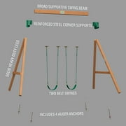 Backyard Discovery Durango Cedar Wood A-Frame Swing Set, Two Belt Swings, Pinch-Free Ropes