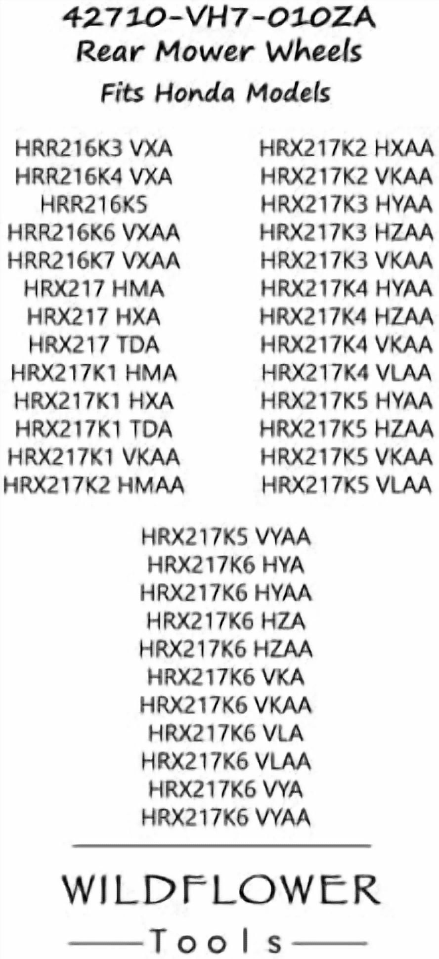 42710-VH7-010ZA Rear Mower Wheels for Honda HRR216, HRX217 (Set of 2)$$Tools