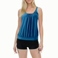 thumbnail image 1 of Women Swimsuits Solid Color Stylish Ruffle Tankini Tops with Boyshorts Sky Blue Women Bathing Suits M, 1 of 6
