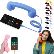 Retro Phone Handset, 3.5mm Jack Wire Cell Phone Receiver with Answer Button/Volume Keys, Handheld Old Telephone Headset for Mobile Phones/Cellphone/Smartphone